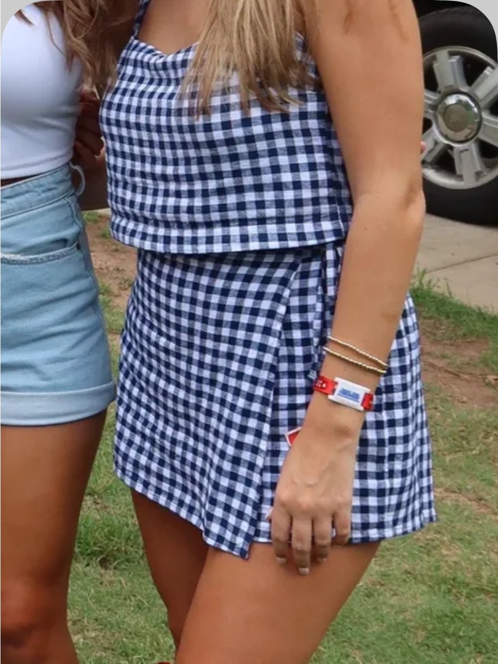 Old Navy Navy and White Gingham Skort